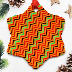 Orange Turquoise Red Zig Zag Background Ornament (snowflake) by BangZart