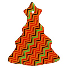 Orange Turquoise Red Zig Zag Background Christmas Tree Ornament (two Sides) by BangZart