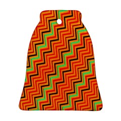 Orange Turquoise Red Zig Zag Background Bell Ornament (two Sides) by BangZart