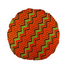 Orange Turquoise Red Zig Zag Background Standard 15  Premium Round Cushions by BangZart