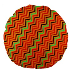 Orange Turquoise Red Zig Zag Background Large 18  Premium Round Cushions by BangZart