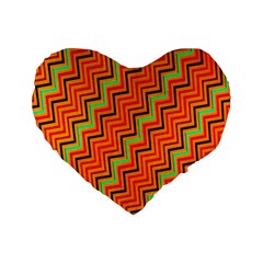 Orange Turquoise Red Zig Zag Background Standard 16  Premium Heart Shape Cushions by BangZart