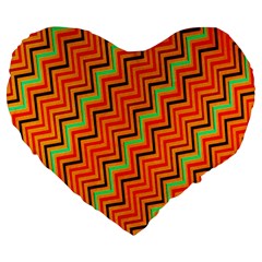 Orange Turquoise Red Zig Zag Background Large 19  Premium Heart Shape Cushions by BangZart