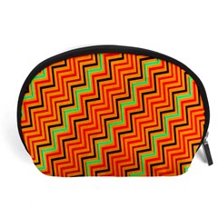 Orange Turquoise Red Zig Zag Background Accessory Pouches (large)  by BangZart