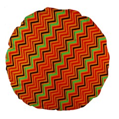 Orange Turquoise Red Zig Zag Background Large 18  Premium Flano Round Cushions by BangZart