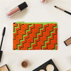 Orange Turquoise Red Zig Zag Background Cosmetic Bag (xs) by BangZart