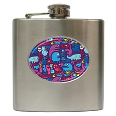 Hipster Pattern Animals And Tokyo Hip Flask (6 Oz) by BangZart