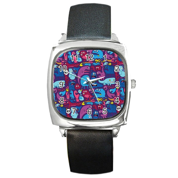 Hipster Pattern Animals And Tokyo Square Metal Watch