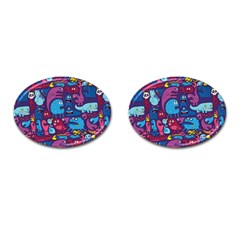 Hipster Pattern Animals And Tokyo Cufflinks (oval) by BangZart