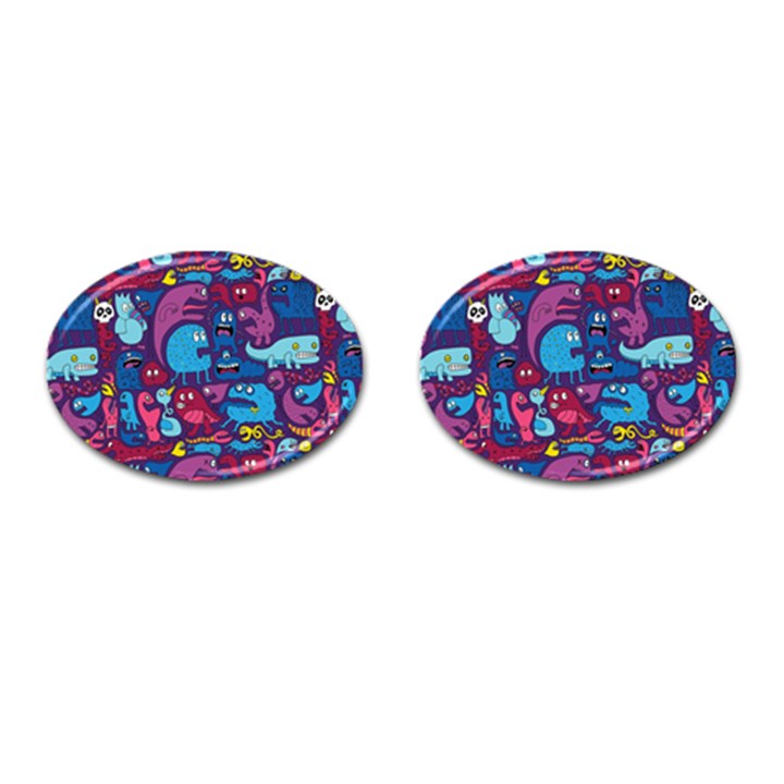 Hipster Pattern Animals And Tokyo Cufflinks (Oval)