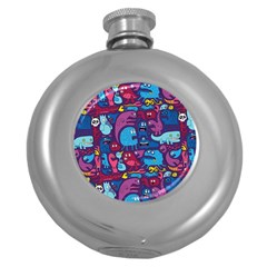 Hipster Pattern Animals And Tokyo Round Hip Flask (5 Oz) by BangZart