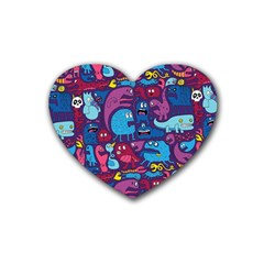 Hipster Pattern Animals And Tokyo Rubber Coaster (heart)  by BangZart