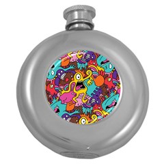 Monster Patterns Round Hip Flask (5 Oz) by BangZart