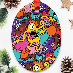 Monster Patterns Oval Ornament (two Sides) by BangZart