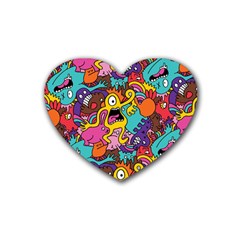 Monster Patterns Rubber Coaster (heart)  by BangZart