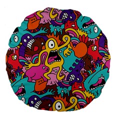 Monster Patterns Large 18  Premium Flano Round Cushions by BangZart