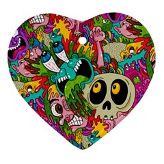 Crazy Illustrations & Funky Monster Pattern Ornament (heart) by BangZart