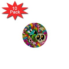 Crazy Illustrations & Funky Monster Pattern 1  Mini Buttons (10 Pack)  by BangZart