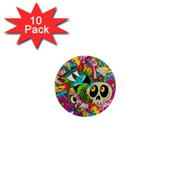 Crazy Illustrations & Funky Monster Pattern 1  Mini Magnet (10 Pack)  by BangZart