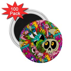 Crazy Illustrations & Funky Monster Pattern 2 25  Magnets (100 Pack) 