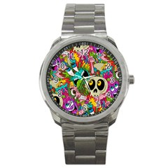 Crazy Illustrations & Funky Monster Pattern Sport Metal Watch by BangZart