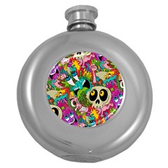 Crazy Illustrations & Funky Monster Pattern Round Hip Flask (5 Oz) by BangZart