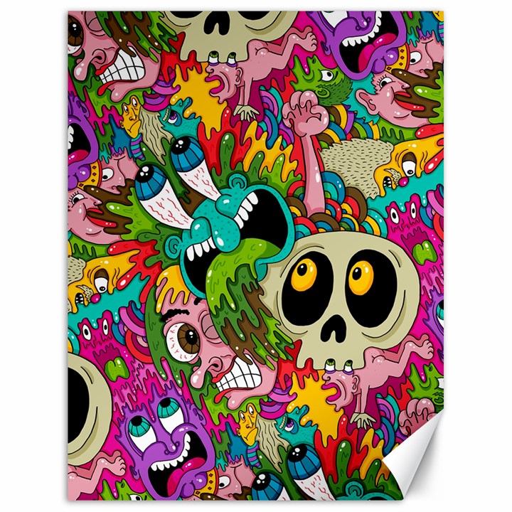 Crazy Illustrations & Funky Monster Pattern Canvas 18  x 24  