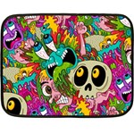 Crazy Illustrations & Funky Monster Pattern Double Sided Fleece Blanket (Mini)  35 x27  Blanket Front