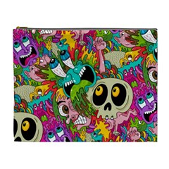 Crazy Illustrations & Funky Monster Pattern Cosmetic Bag (xl) by BangZart