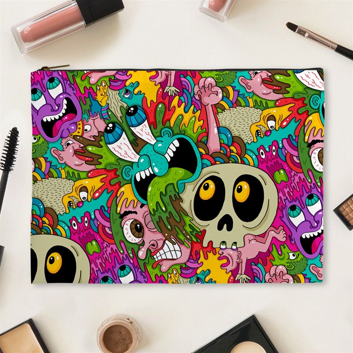 Crazy Illustrations & Funky Monster Pattern Cosmetic Bag (XL)