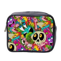 Crazy Illustrations & Funky Monster Pattern Mini Toiletries Bag 2-side by BangZart