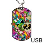 Crazy Illustrations & Funky Monster Pattern Dog Tag USB Flash (Two Sides) Front