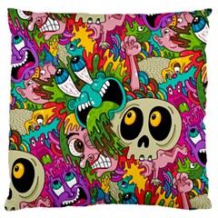 Crazy Illustrations & Funky Monster Pattern Large Cushion Case (one Side) by BangZart