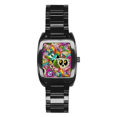 Crazy Illustrations & Funky Monster Pattern Stainless Steel Barrel Watch by BangZart