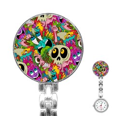 Crazy Illustrations & Funky Monster Pattern Stainless Steel Nurses Watch by BangZart