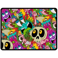 Crazy Illustrations & Funky Monster Pattern Double Sided Fleece Blanket (large)  by BangZart