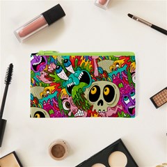 Crazy Illustrations & Funky Monster Pattern Cosmetic Bag (xs) by BangZart