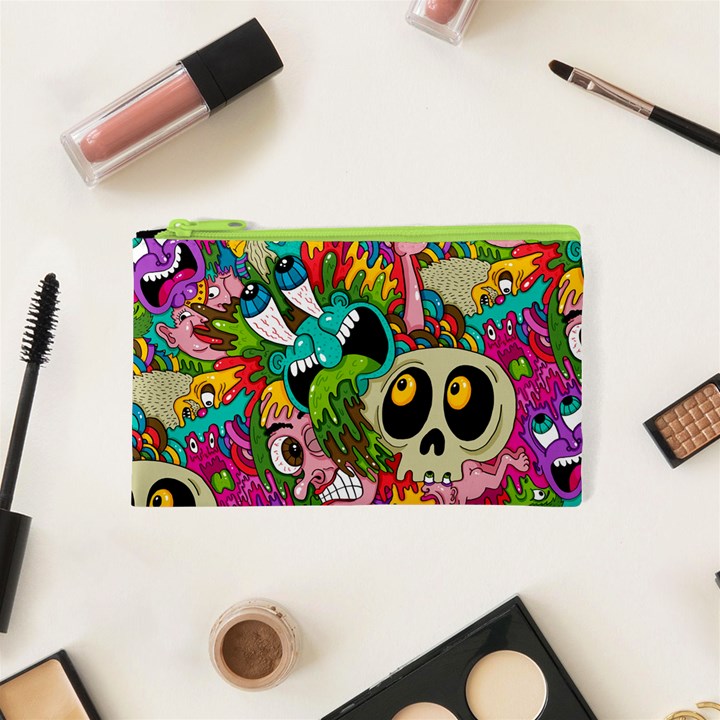 Crazy Illustrations & Funky Monster Pattern Cosmetic Bag (XS)