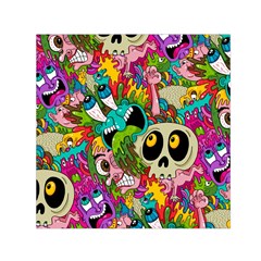 Crazy Illustrations & Funky Monster Pattern Small Satin Scarf (square) by BangZart