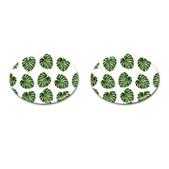 Leaf Pattern Seamless Background Cufflinks (oval) by BangZart