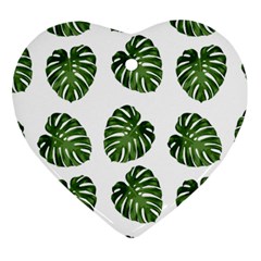 Leaf Pattern Seamless Background Heart Ornament (two Sides) by BangZart