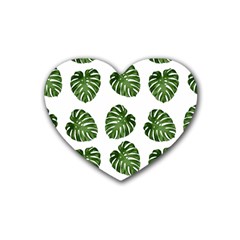 Leaf Pattern Seamless Background Rubber Coaster (heart)  by BangZart