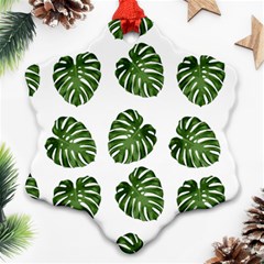 Leaf Pattern Seamless Background Snowflake Ornament (two Sides) by BangZart