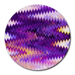 Purple And Yellow Zig Zag Round Mousepads by BangZart