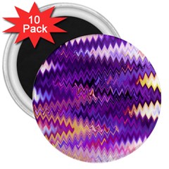 Purple And Yellow Zig Zag 3  Magnets (10 Pack)  by BangZart