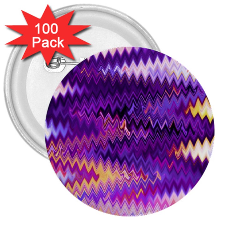 Purple And Yellow Zig Zag 3  Buttons (100 pack) 