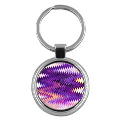 Purple And Yellow Zig Zag Key Chains (round)  by BangZart