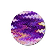 Purple And Yellow Zig Zag Rubber Round Coaster (4 Pack)  by BangZart