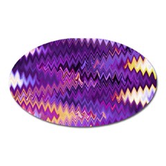 Purple And Yellow Zig Zag Oval Magnet by BangZart