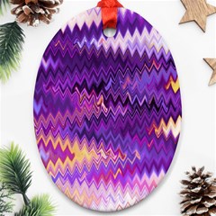 Purple And Yellow Zig Zag Oval Ornament (two Sides) by BangZart